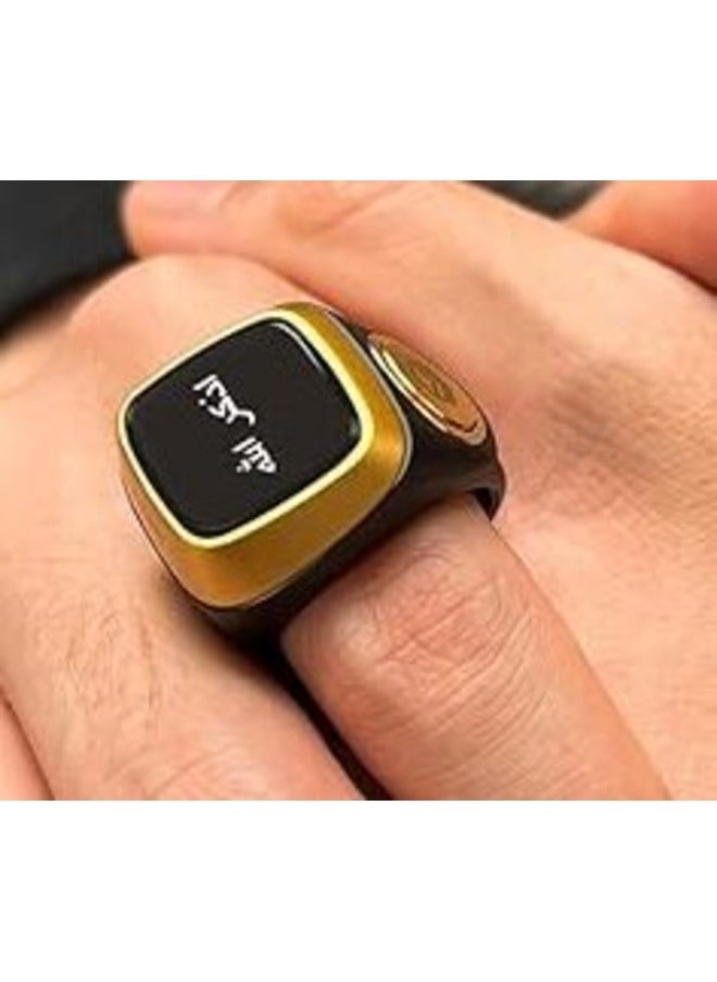 iQIBLA - 20mm Zikr Ring Smart Ring with Vibration Reminder Tasbih Counter and Bluetooth Connection for Exclusive IQIBLA App and 5 Daily Prayer Reminders, Black - Image 1