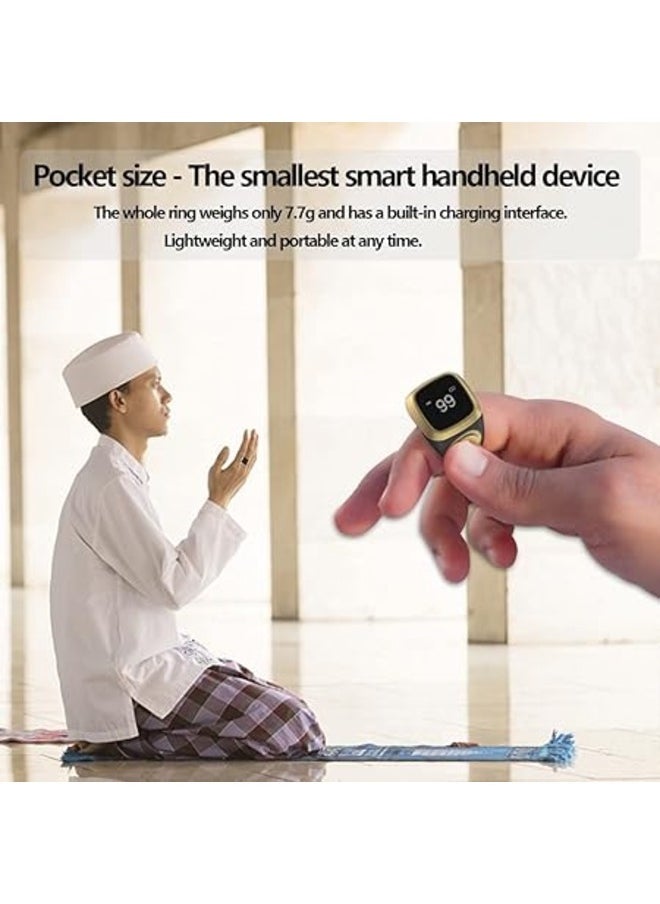 iQIBLA - 20mm Zikr Ring Smart Ring with Vibration Reminder Tasbih Counter and Bluetooth Connection for Exclusive IQIBLA App and 5 Daily Prayer Reminders, Black - Image 1