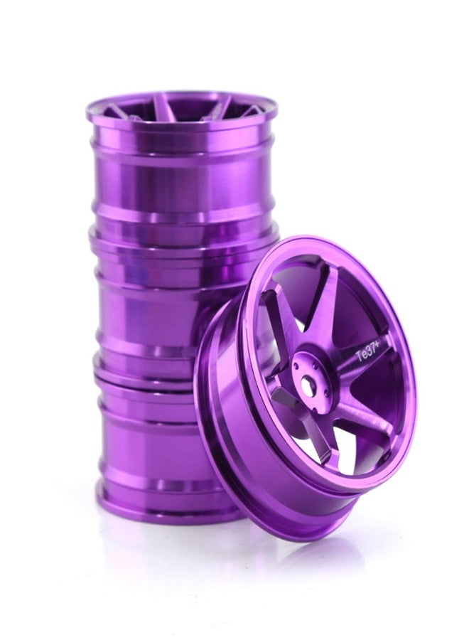 Chanmoo 1/10 RC On Road Wheels Rims 12mm Hex Alloy Aluminum Drift Hubs For 1:10 Scale Rally Racing Car Tires Tamiya TT01 TT02 XV01 TA06 A959 PTG2 HPI KYOSHO HSP PTG2 Touring Street Tyres 4PCS (Purple) - Image 1
