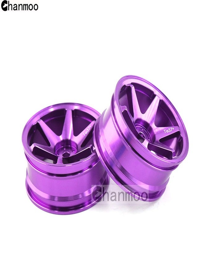 Chanmoo 1/10 RC On Road Wheels Rims 12mm Hex Alloy Aluminum Drift Hubs For 1:10 Scale Rally Racing Car Tires Tamiya TT01 TT02 XV01 TA06 A959 PTG2 HPI KYOSHO HSP PTG2 Touring Street Tyres 4PCS (Purple) - Image 3