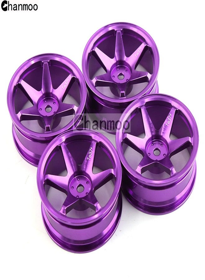Chanmoo 1/10 RC On Road Wheels Rims 12mm Hex Alloy Aluminum Drift Hubs For 1:10 Scale Rally Racing Car Tires Tamiya TT01 TT02 XV01 TA06 A959 PTG2 HPI KYOSHO HSP PTG2 Touring Street Tyres 4PCS (Purple) - Image 5