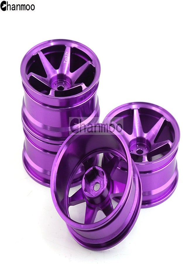 Chanmoo 1/10 RC On Road Wheels Rims 12mm Hex Alloy Aluminum Drift Hubs For 1:10 Scale Rally Racing Car Tires Tamiya TT01 TT02 XV01 TA06 A959 PTG2 HPI KYOSHO HSP PTG2 Touring Street Tyres 4PCS (Purple) - Image 4