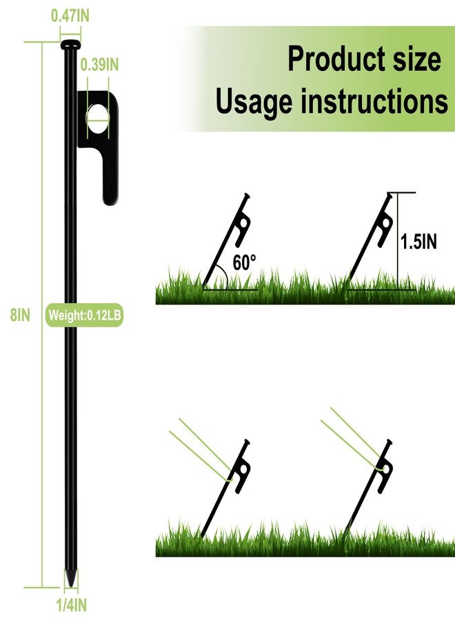RINVEE 8 Pack Tent Stakes Heavy Duty Forged Steel Camping Stakes for Ground Outdoor Decorations Canopy - Image 2