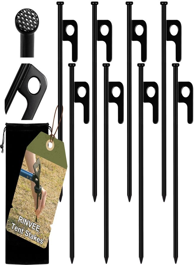 RINVEE 8 Pack Tent Stakes Heavy Duty Forged Steel Camping Stakes for Ground Outdoor Decorations Canopy - Image 1