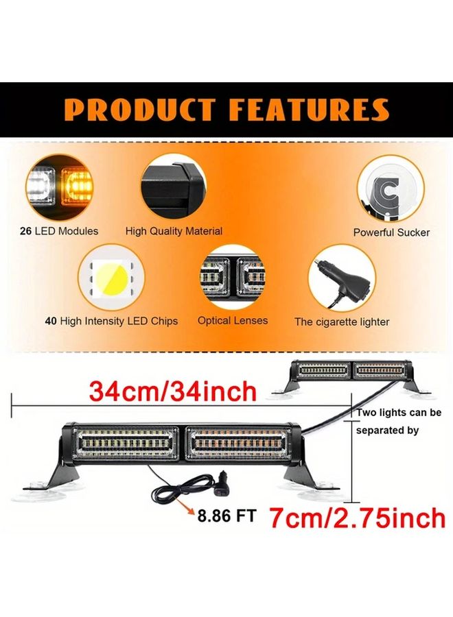 2 Pack Yellow White 40 LED Security Indicator Panel Light For Engineering Vehicles Trucks - Image 3