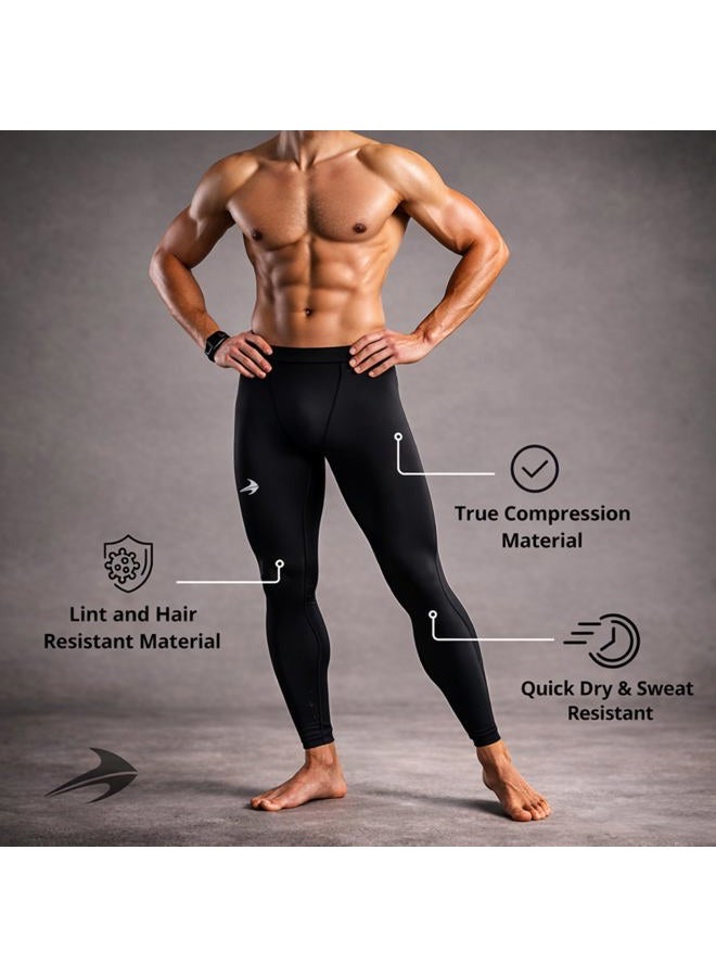 CompressionZ Men's Athletic Pants for Running, Workout - Pants for Sports and Gym Black - Image 4