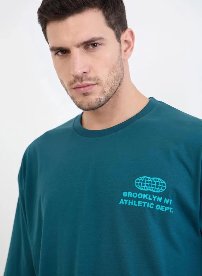 Men Graphic Print Oversized Jersey T-Shirt