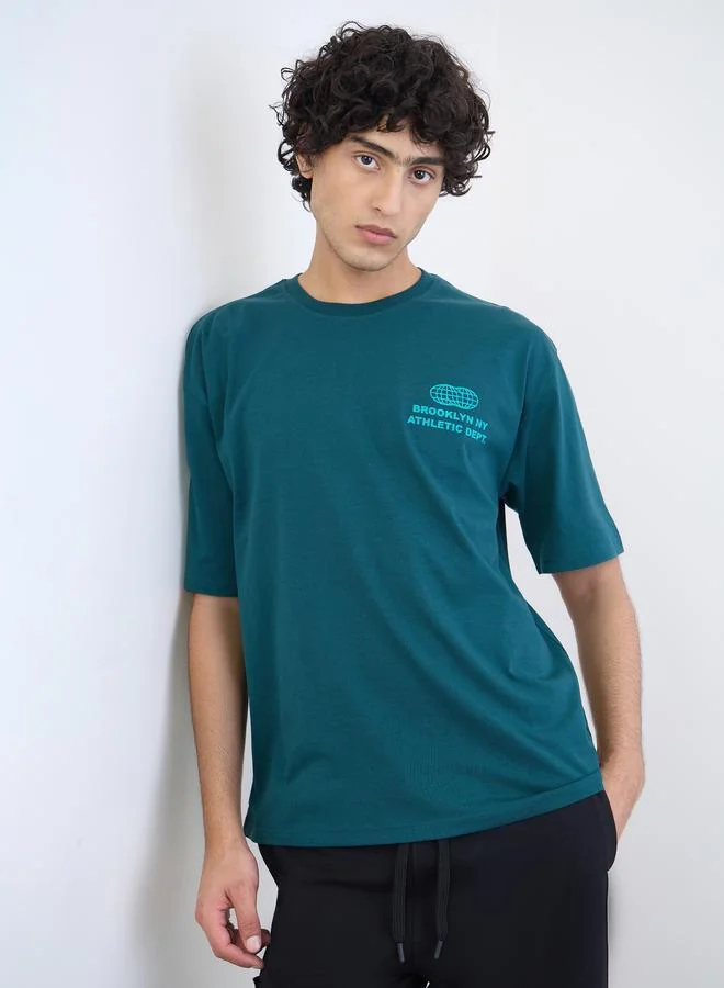 Styli Men Graphic Print Oversized Jersey T-Shirt