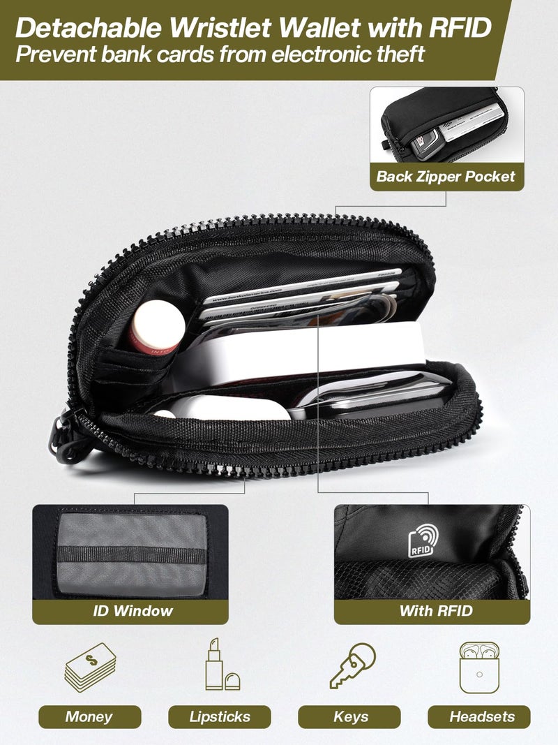 Tiostep Clip and Go Strap for Phone with Wallet Crossbody Phone Lanyard Adjustable and Detachable RFID Wristlet Wallet with ID Window and Zipper, Black - Image 5