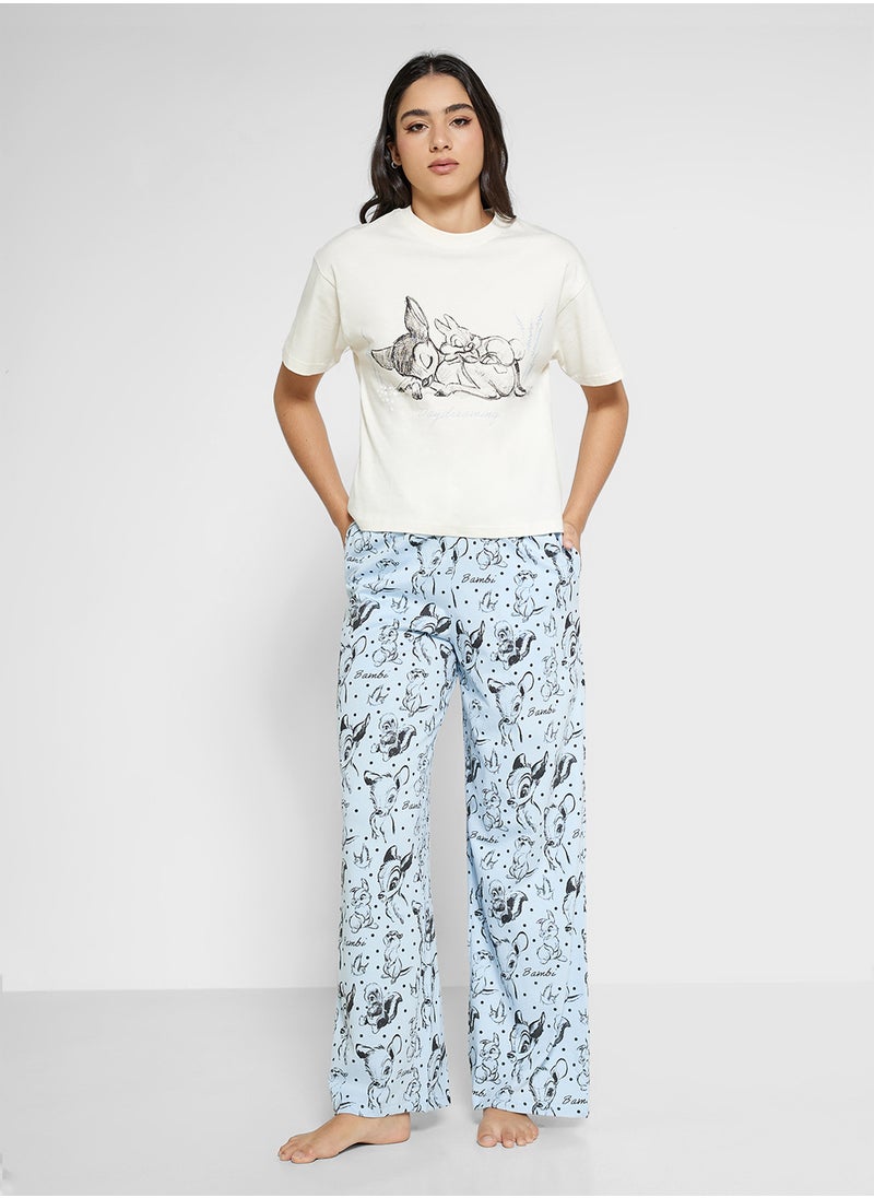 Disney Bambi Graphic T-Shirt & Pyjama Set  - Image 1