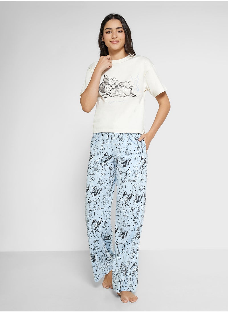 Disney Bambi Graphic T-Shirt & Pyjama Set  - Image 5