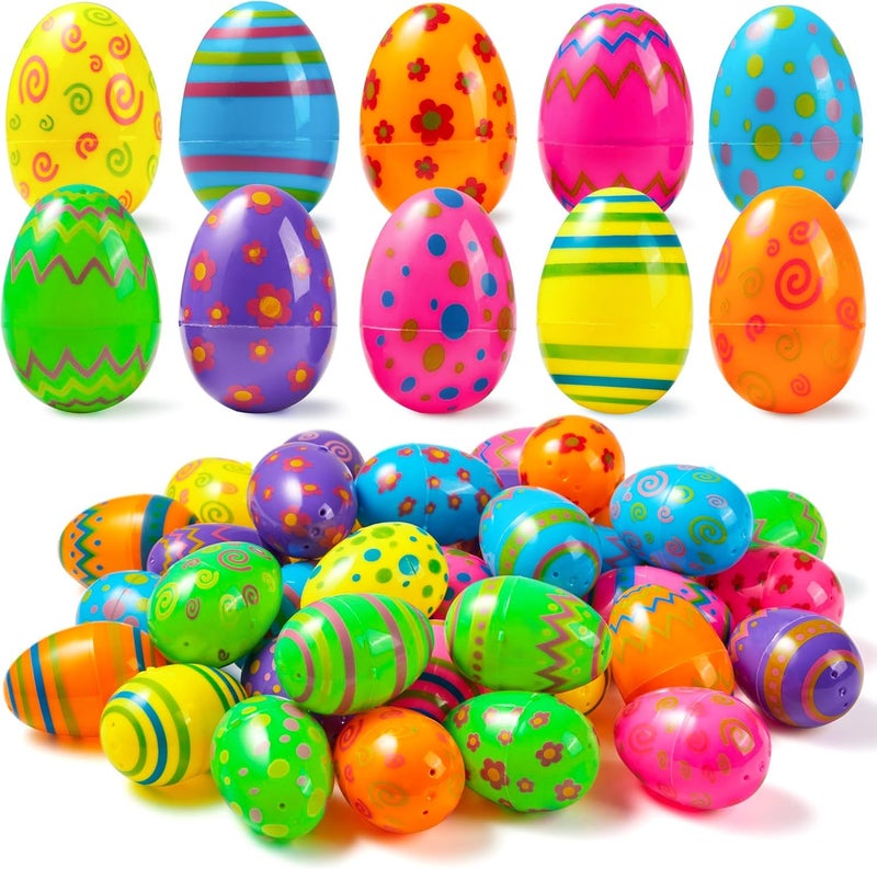 JOYIN 24PCS 23 Printed Eggs Empty Plastic Eggs Fillable Bright Plastic Eggs Bulks for Festival Hunt Filling Treats Basket Stuffers Classroom Prize Supplies - Image 2
