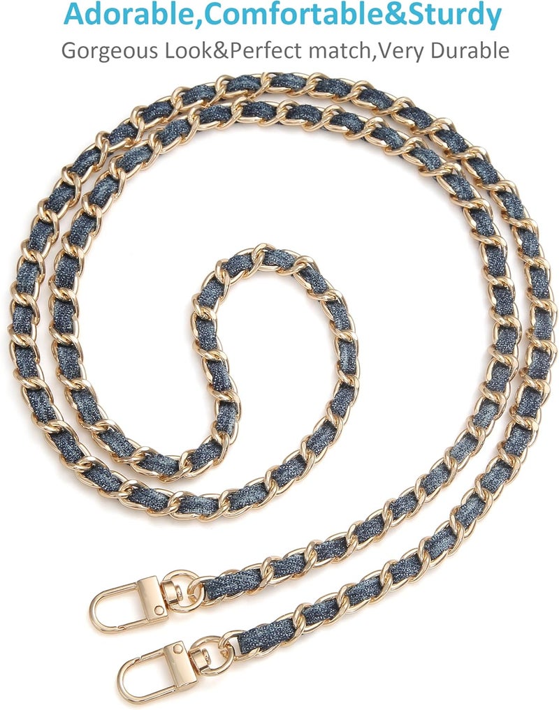 UTreers Purse Chain Strap Crossbody Bag Chains Strap Handbag Chain Replacement Leather Chain Straps 47.2" - Image 2