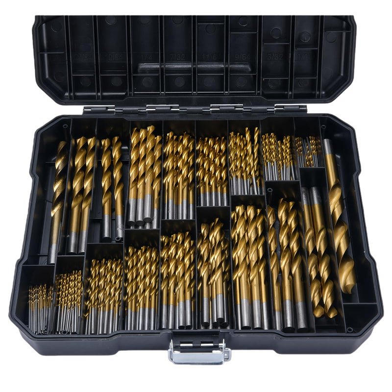 GDLIN 230 Pcs Titanium Twist Drill Bit Set for Metal and Wood,Coated HSS Conventional 118 Deg Tip Titanium Drill Bit Kit Set, Drill Bits Kit with Storage Case, 3/64"-1/2" - Image 1