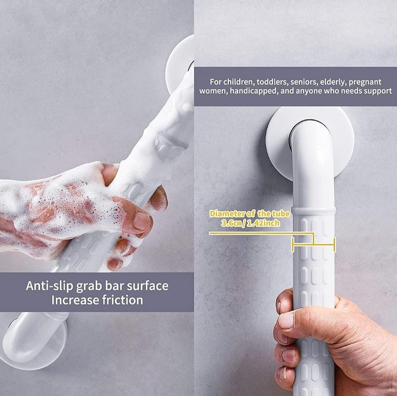 Carnival 12 Inch Strong ABS Grab Bar for Toilet Support/Bathroom Support Handle for Elderly People with Luminous Grip - Pack of 1 (White) (White, 12" Inches) - Image 4