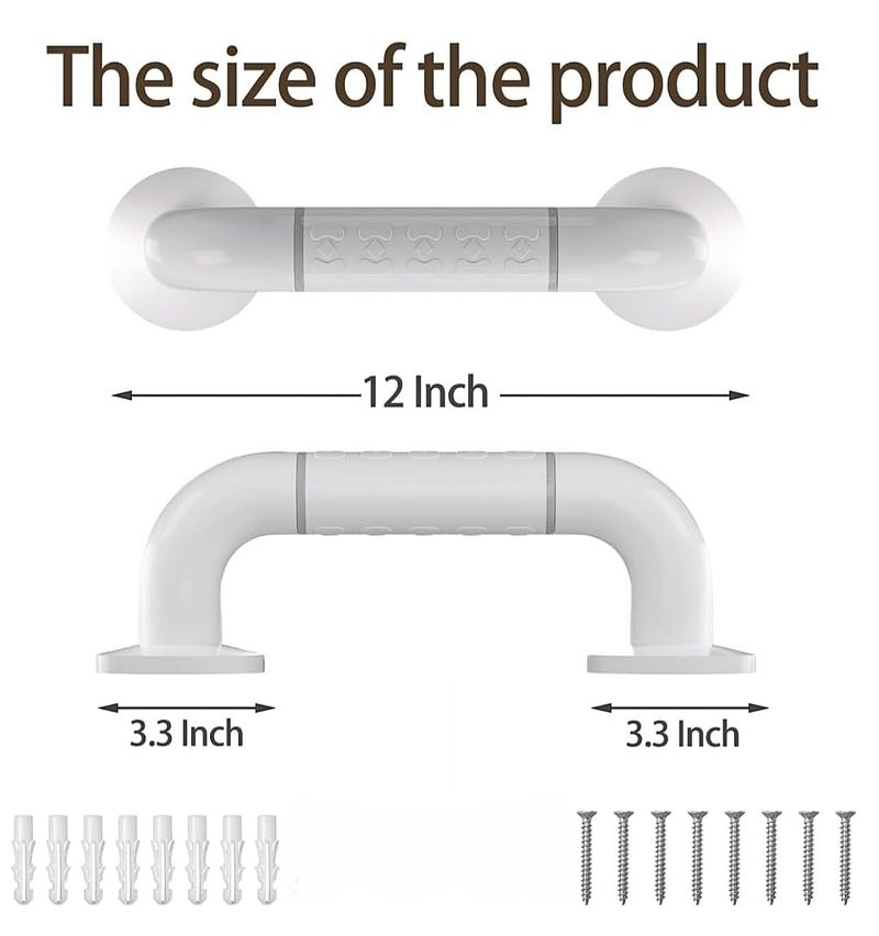 Carnival 12 Inch Strong ABS Grab Bar for Toilet Support/Bathroom Support Handle for Elderly People with Luminous Grip - Pack of 1 (White) (White, 12" Inches) - Image 3