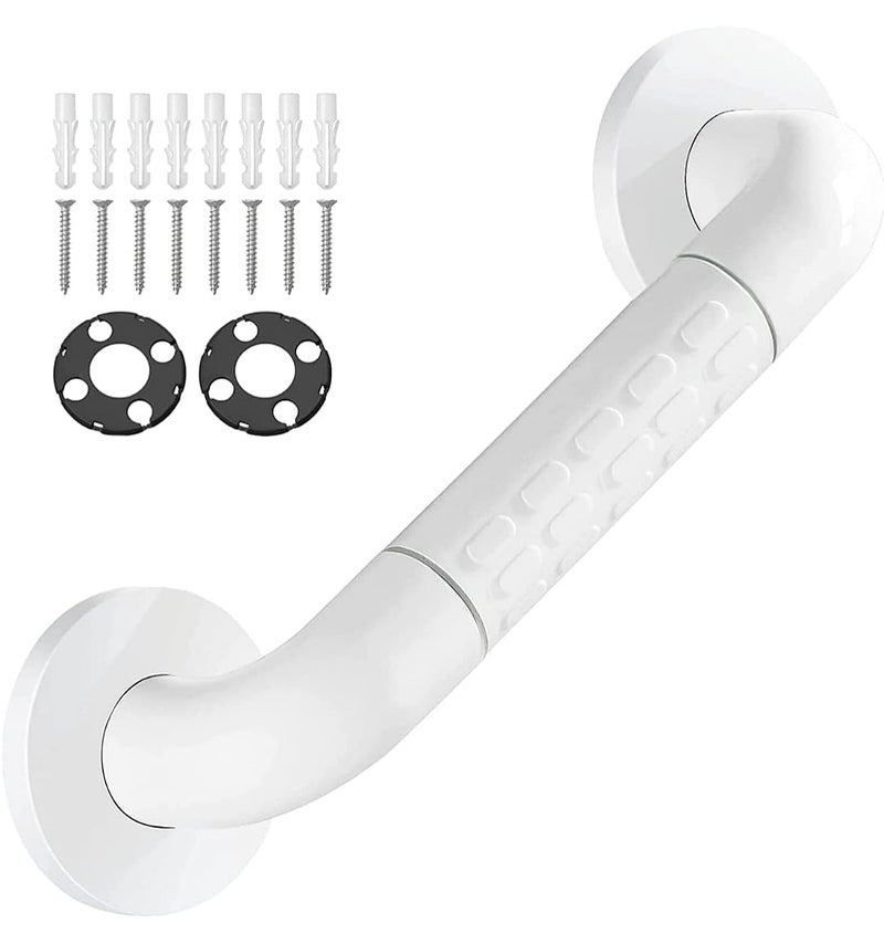 Carnival 12 Inch Strong ABS Grab Bar for Toilet Support/Bathroom Support Handle for Elderly People with Luminous Grip - Pack of 1 (White) (White, 12" Inches) - Image 1