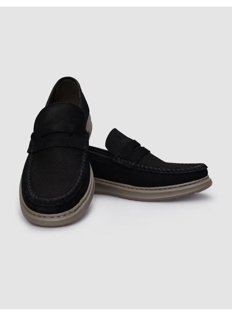 Cabani 100% Genuine Leather Black Nubuck Men's Casual Shoes - Image 1