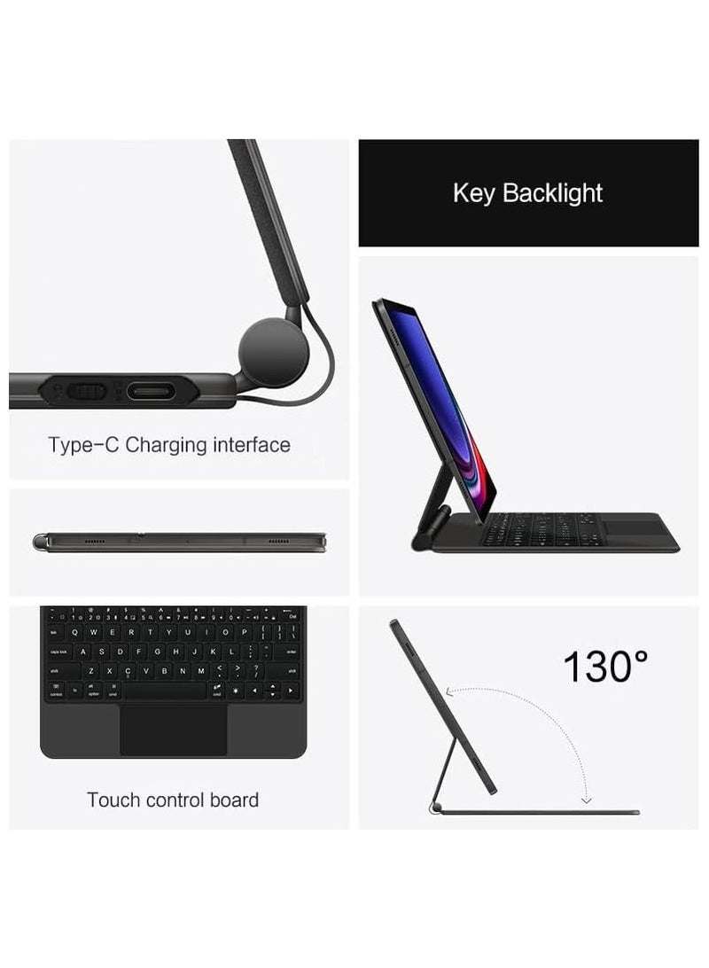 Magic Smart Bluetooth Keyboard Case Multi-Angle Compatible with Samsung Galaxy Tab S9 FE Plus 2023 12.4 inch (SM-X610/X616) with Trackpad Keyboard - Image 2