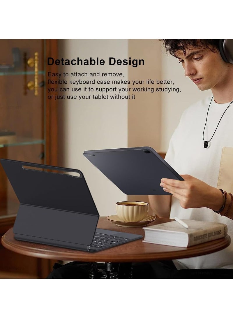 Magic Smart Bluetooth Keyboard Case Multi-Angle Compatible with Samsung Galaxy Tab S9 FE Plus 2023 12.4 inch (SM-X610/X616) with Trackpad Keyboard - Image 3
