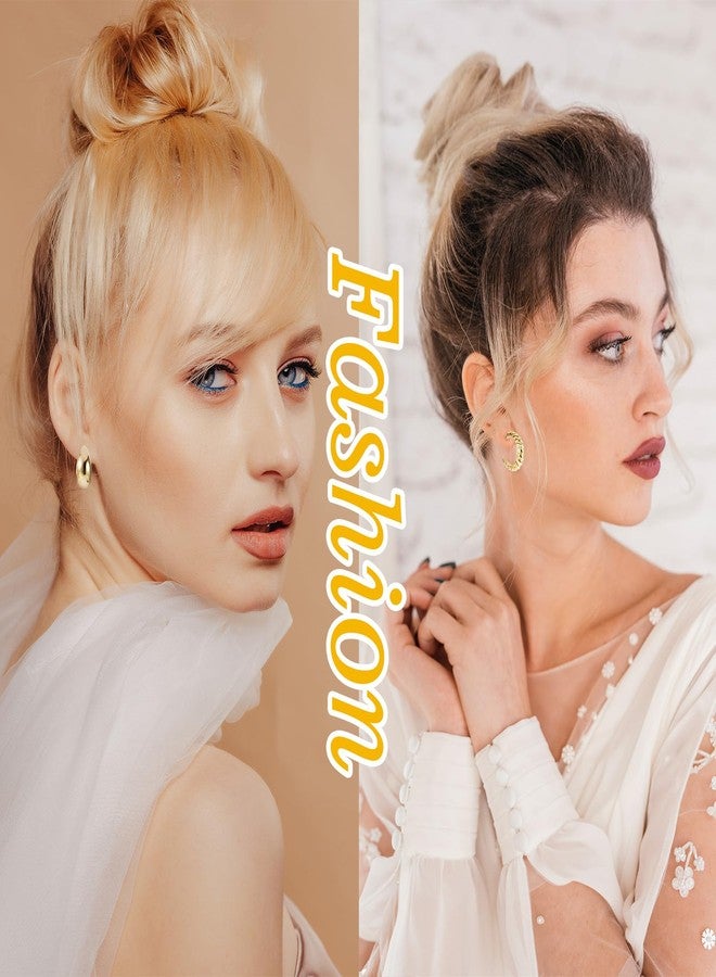 Neyauo أقراط ذهبية بمشبك، مطلية بذهب عيار 16 قيراط، حلقات أنبوبية سميكة على شكل قطرة ماء، مناسبة للأذنين الصناعيتين بدون ثقب، طقم أقراط ذهبية بمشبك - Image 3