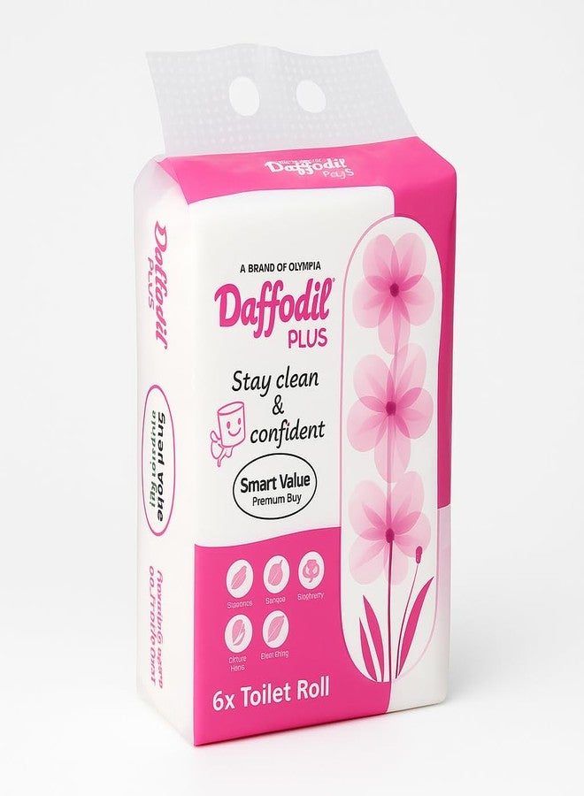DAFFODIL 2Ply Toilet Paper Tissue – 6 Packs (220 Pulls/Roll, 1320 Pulls Total, 2640 Sheets) UltraSoft Toilet Paper Roll, Strong and Long Lasting for Home or Office Use, - Image 1