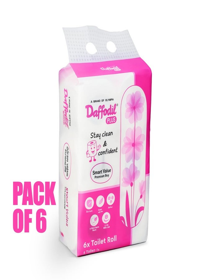 DAFFODIL 2Ply Toilet Paper Tissue – 6 Packs (220 Pulls/Roll, 1320 Pulls Total, 2640 Sheets) UltraSoft Toilet Paper Roll, Strong and Long Lasting for Home or Office Use, - Image 2