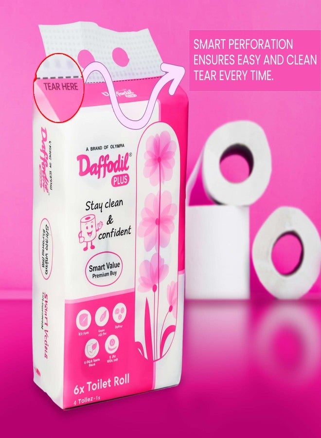 DAFFODIL 2Ply Toilet Paper Tissue – 6 Packs (220 Pulls/Roll, 1320 Pulls Total, 2640 Sheets) UltraSoft Toilet Paper Roll, Strong and Long Lasting for Home or Office Use, - Image 3