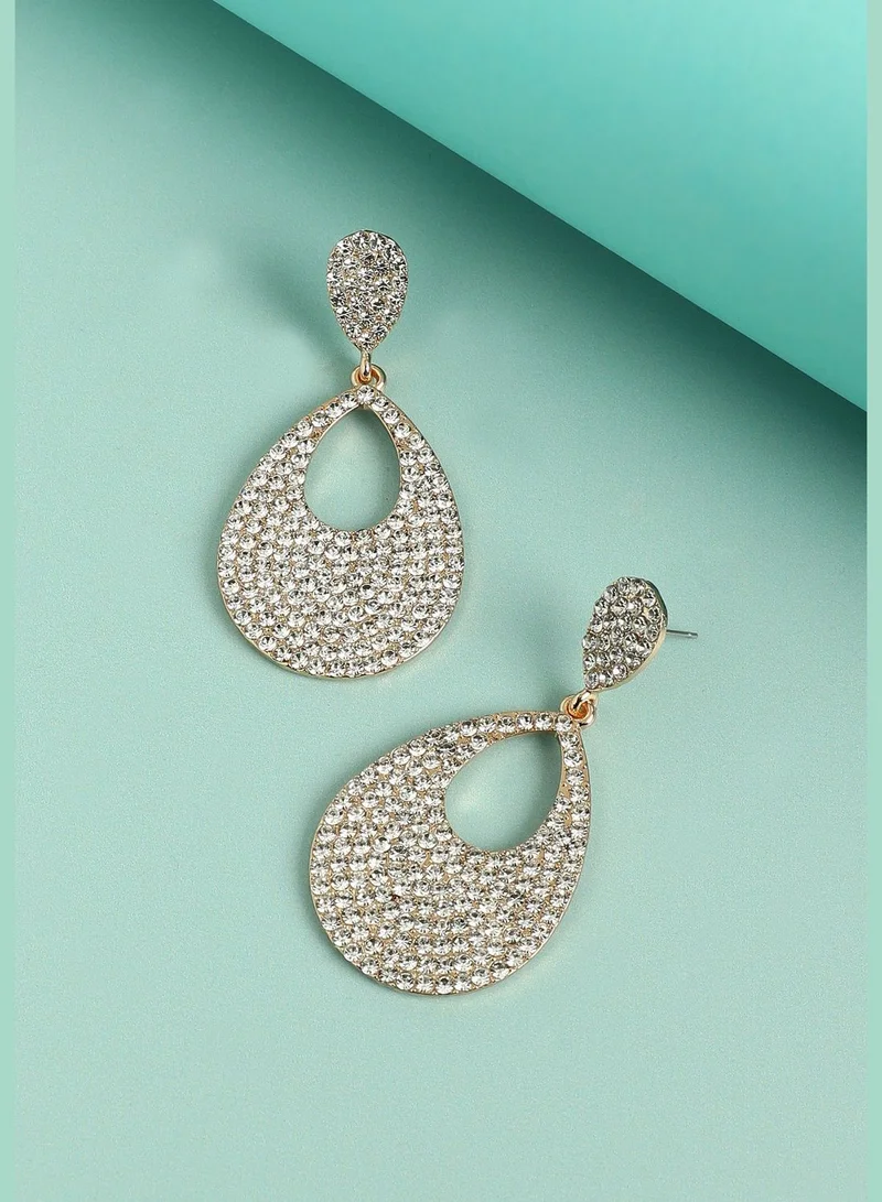 SOHI Silver Plated Designer Stone Western Wear Drop Earring For Women