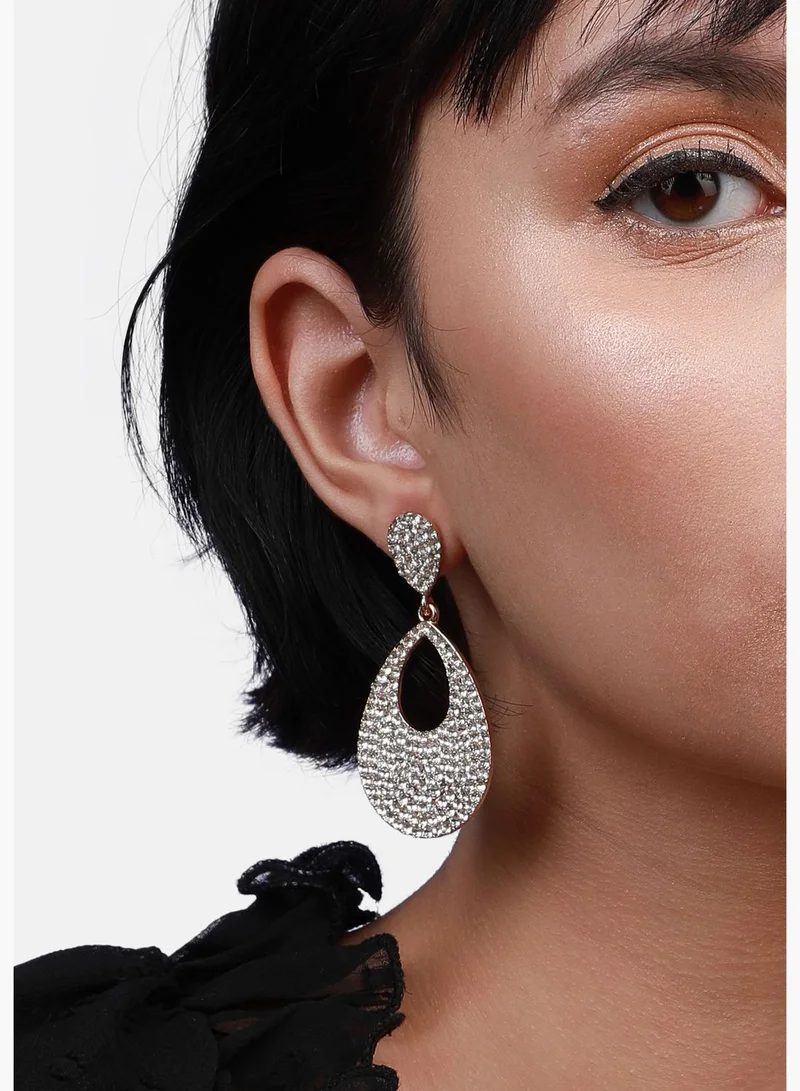SOHI Silver Plated Designer Stone Western Wear Drop Earring For Women