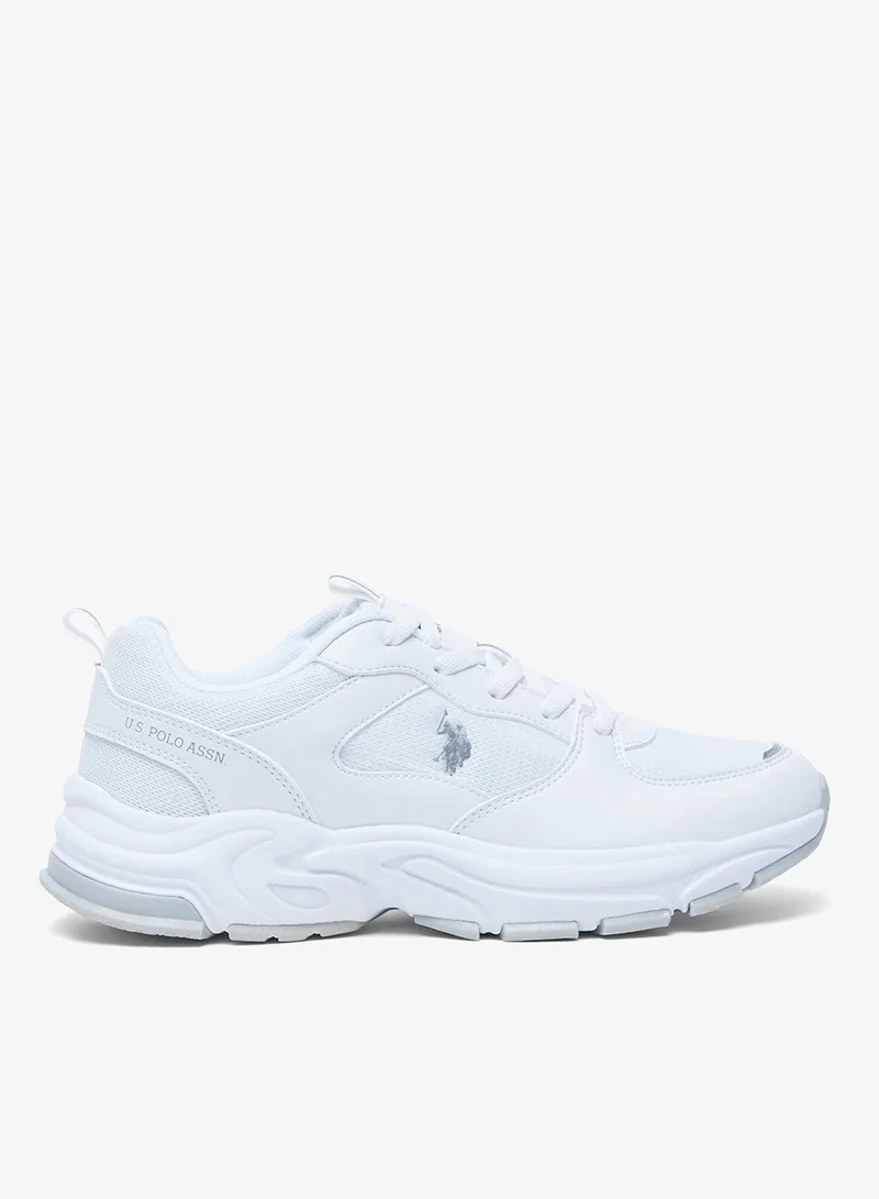 U.S. Polo Assn. Women's Low-Top White Casual Sneakers - Lightweight Shoes Stylish Lace-Up Design Shoes with Comfort Cushioned Sole for Everyday Wear