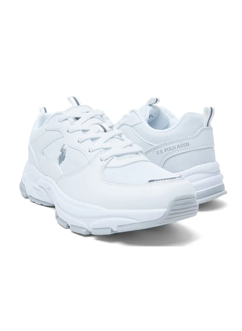 U.S. Polo Assn. White Women's Low-Top White Casual Sneakers - Lightweight Shoes Stylish Lace-Up Design Shoes with Comfort Cushioned Sole for Everyday Wear for Women | Best Price UAE