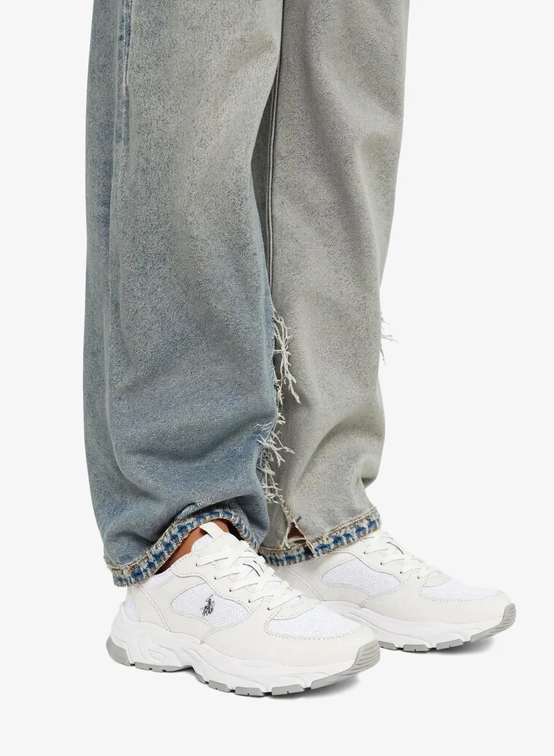 U.S. Polo Assn. White Women's Low-Top White Casual Sneakers - Lightweight Shoes Stylish Lace-Up Design Shoes with Comfort Cushioned Sole for Everyday Wear for Women | Best Price UAE