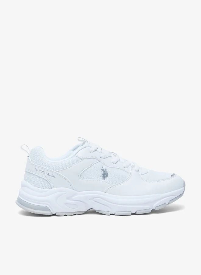 U.S. Polo Assn. Women's Low-Top White Casual Sneakers - Lightweight Shoes Stylish Lace-Up Design Shoes with Comfort Cushioned Sole for Everyday Wear