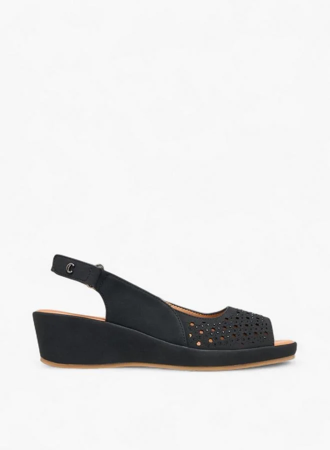 لو كونفورت صنادل بكعب إسفين بتفاصيل مقصوصة للنساء