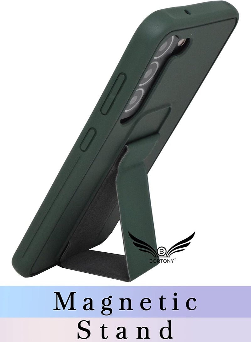 ELTRAZONE Roll over image to zoom in Galaxy S23 Plus Case Cover with Magnetic Stand & Holder Premium Silicone Hand Strap Grip Car Mount Kickstand Finger Grip Case Cover For Samsung Galaxy S23 Plus (Green) - Image 2