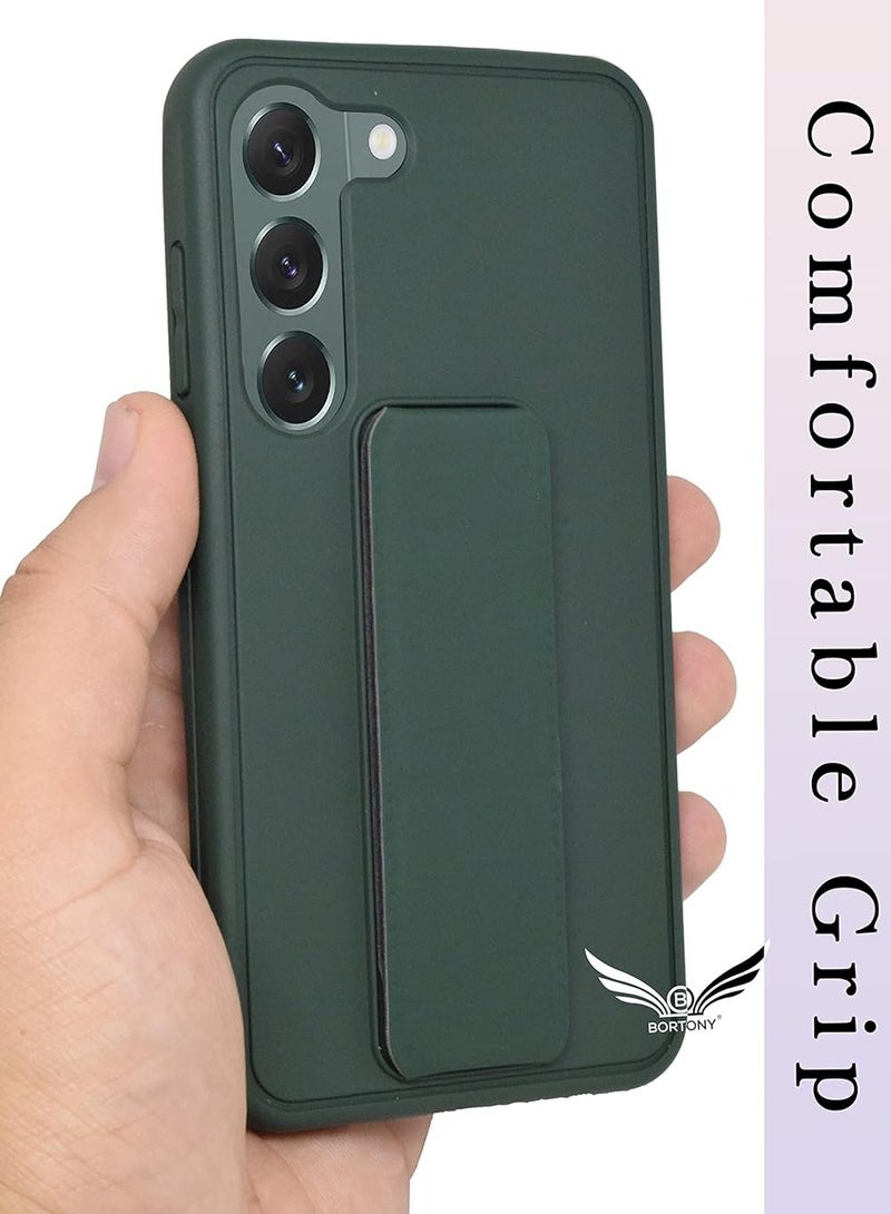 ELTRAZONE Roll over image to zoom in Galaxy S23 Plus Case Cover with Magnetic Stand & Holder Premium Silicone Hand Strap Grip Car Mount Kickstand Finger Grip Case Cover For Samsung Galaxy S23 Plus (Green) - Image 3