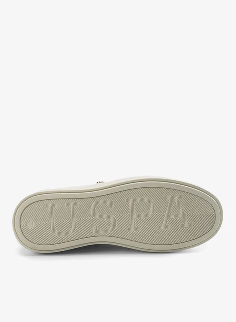 U.S. Polo Assn. CREAM Women Logo Accent Lace-Up Sneakers for Women | Best Price UAE