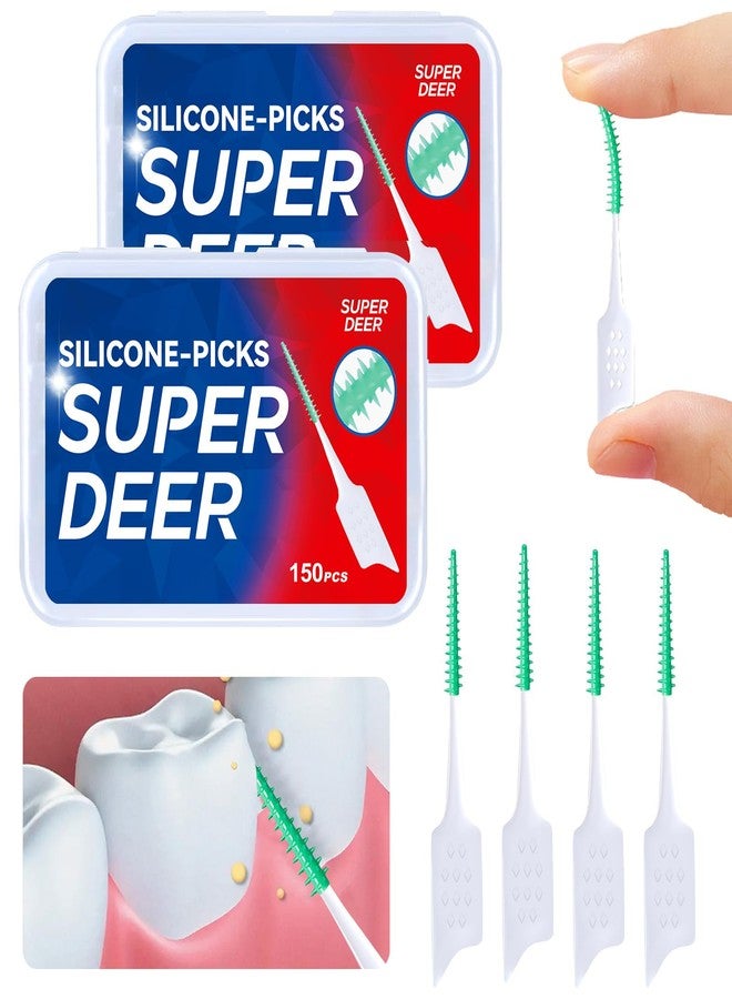 Fawnmum Super Deer Dental Floss Picks Soft Silicone interdental Brush, Braces Brush, Floss Picks for Teeth, Disposable interdental Brush, Suitable for Cleaning Teeth Health (2) - Image 1