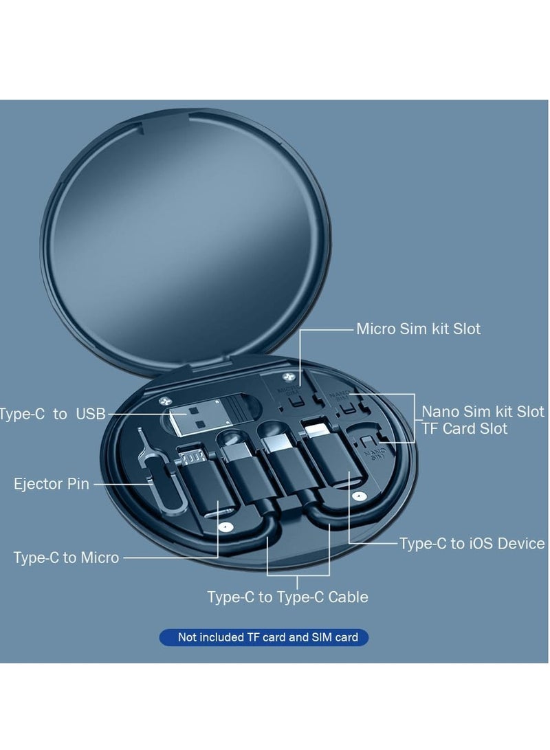 USB C Adapter OTG Kit, Multi Charging Cable Case Convertor USB C to iOS Device Type C Micro Adapter Data Transfer Contains Card Slot for Traveling, Use as Phone Holder,Midnight Blue - Image 3