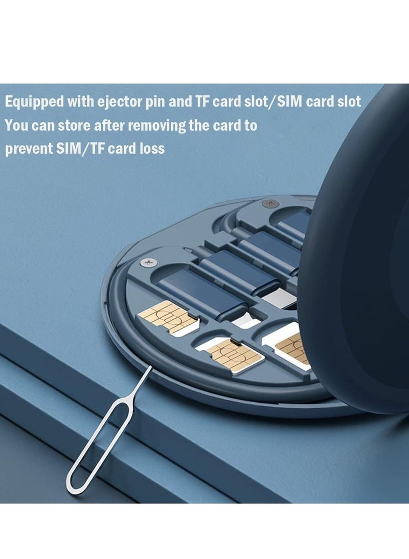 USB C Adapter OTG Kit, Multi Charging Cable Case Convertor USB C to iOS Device Type C Micro Adapter Data Transfer Contains Card Slot for Traveling, Use as Phone Holder,Midnight Blue - Image 5