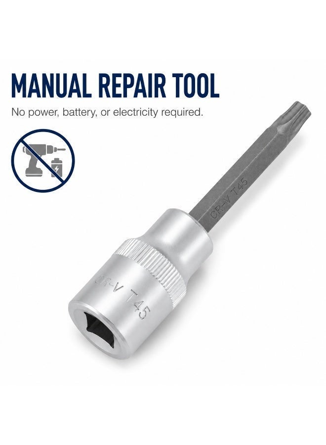 T45 Torx Bit Socket 1/2 Inch Drive, 4 Inch Long CR-V Metal Star Socket Tool For Ratchet, Car Repair, Workshop & DIY Maintenance - Image 5