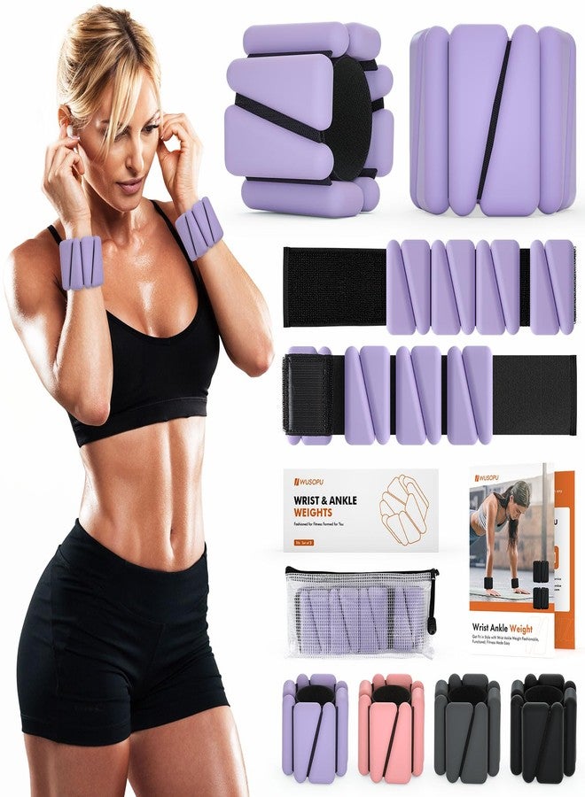 WUSOPU Wrist Weights, Ankle Weights for Women Men, Adjustable Wrist Weighted Bracelet for Home Gym Workout, Running, Yoga, Exercise, Strength Training, Set of 2 (1LB Each)-Purple - Image 1