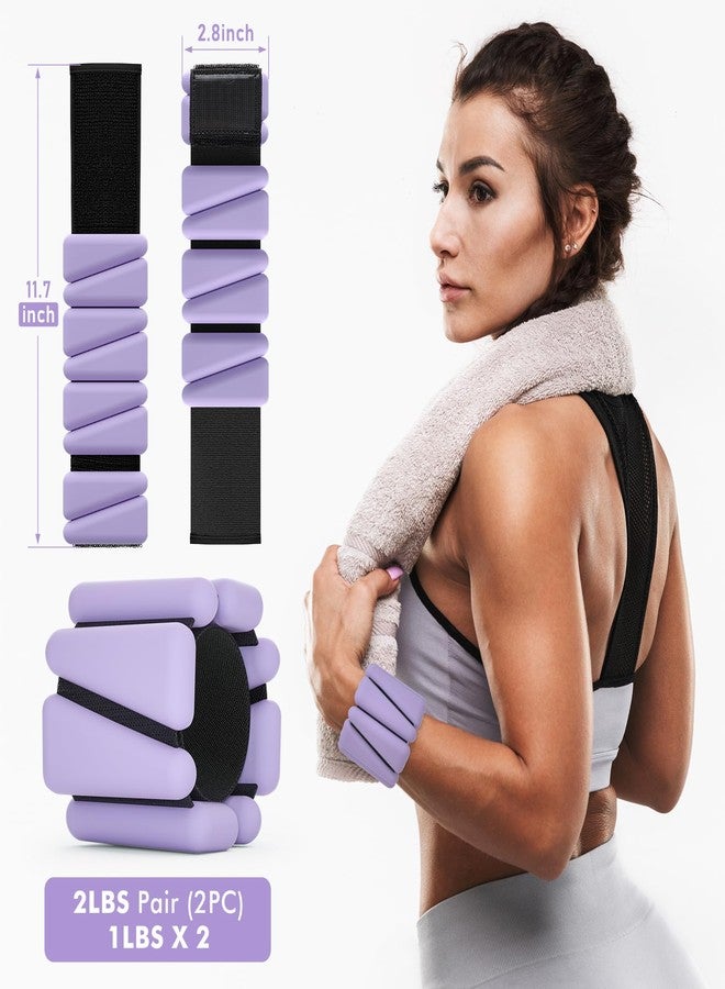 WUSOPU Wrist Weights, Ankle Weights for Women Men, Adjustable Wrist Weighted Bracelet for Home Gym Workout, Running, Yoga, Exercise, Strength Training, Set of 2 (1LB Each)-Purple - Image 2