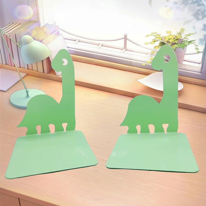 Artkingdome Cartoon Dinosaur Bookends, Book Ends Racks Stand, Nonskid Slip Dino Reading Room Decor, Metal Bookends, Decorative Gift - Image 5