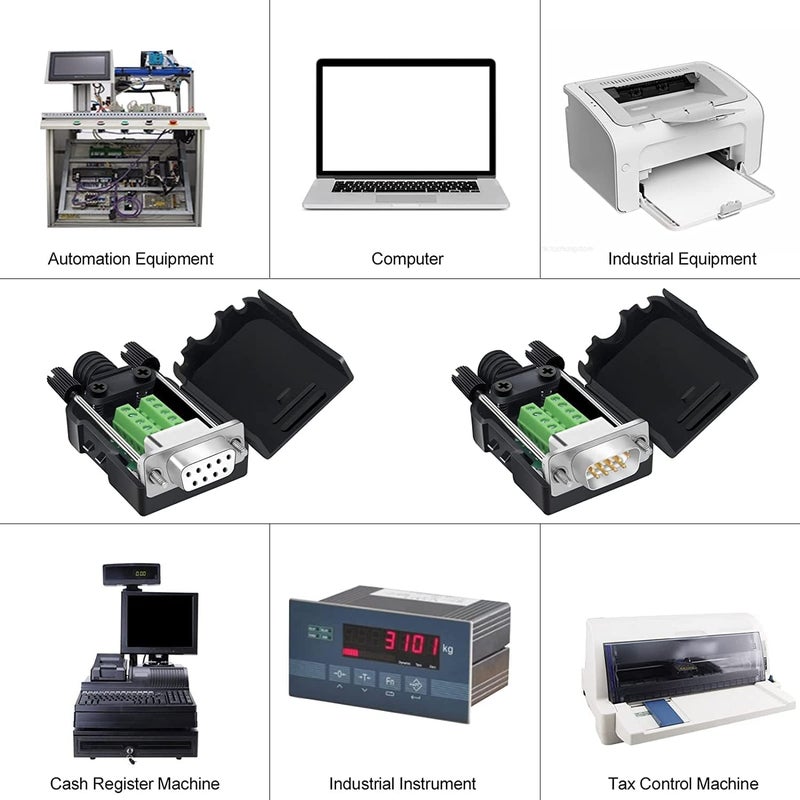 YIOVVOM موصل DB9 RS232 D-SUB محولات تسلسلية (5 قطع محول أنثى + 5 قطع محول ذكر أبيض) - Image 5
