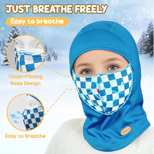 Sukeen Kids Winter Balaclava Ski Mask for Girls Boys Breathable Face Mask Warmer Face Cover with Neck Gaiters for Outdoor Blue - Image 3