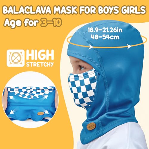 Sukeen Kids Winter Balaclava Ski Mask for Girls Boys Breathable Face Mask Warmer Face Cover with Neck Gaiters for Outdoor Blue - Image 4
