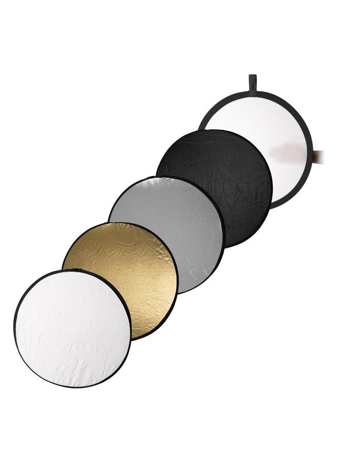 Fotodiox Pro 5-in-1 Reflector - 22in (55cm) Premium Grade Collapsible Disc (Silver/Gold/Black/White/Diffuser) - Image 1