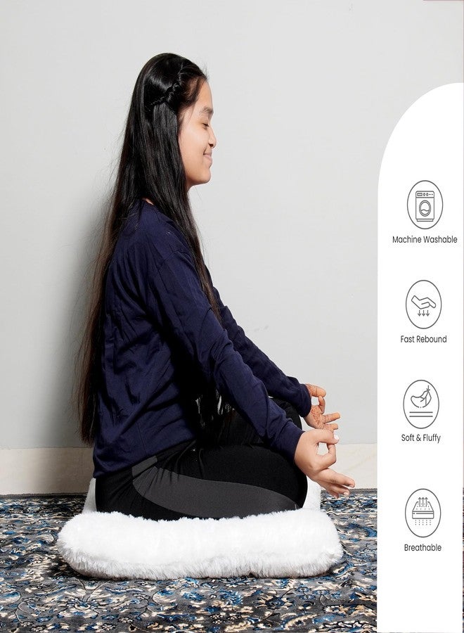 NEXTGO Floor Seat Cushions Yoga Meditation Mat Pooja aasan Soft Extra Comfortable Feather Touch Last Long Upto Washable Material Size 24 x 30 Inch 2 x 2.5 Fit (White) - Image 3